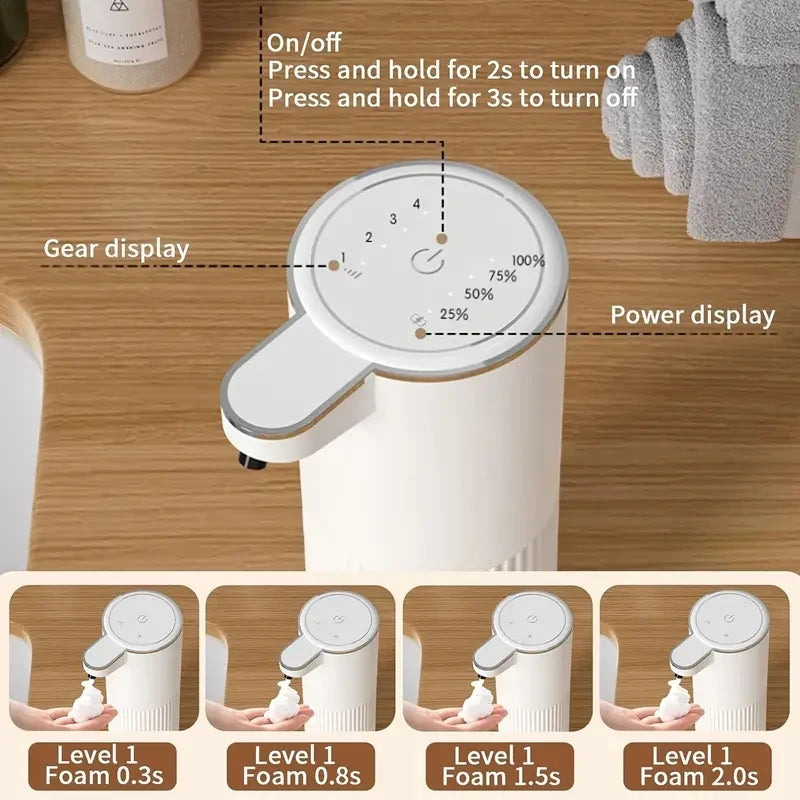 360ML Countertop Or Wall-Mounted IPX5 Waterproof 4-Levels Adjustable Foam/Gels Electric Infrared Automatic Sensor Soap Dispenser