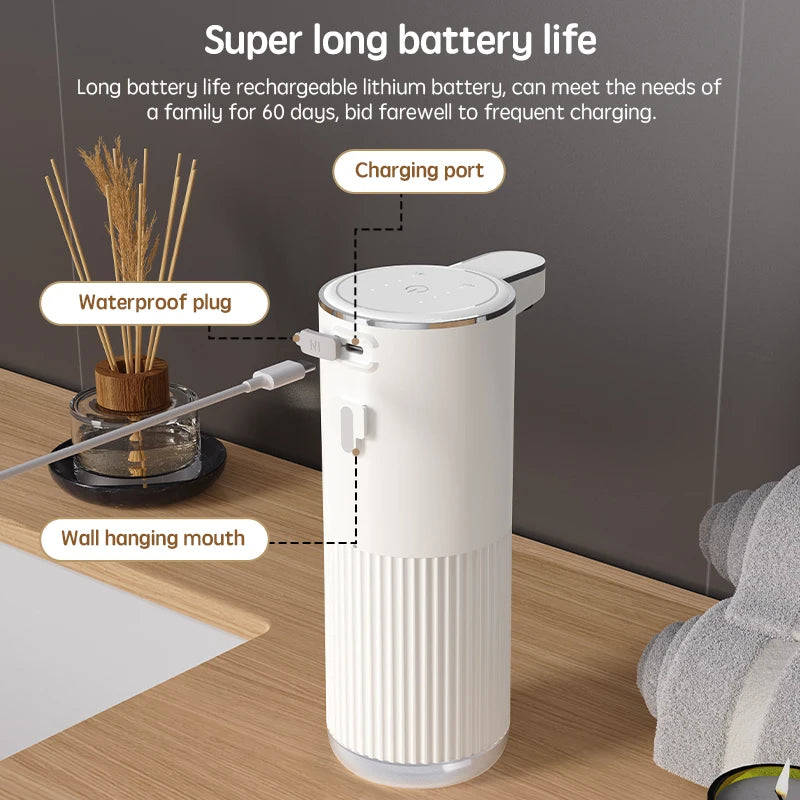 360ML Countertop Or Wall-Mounted IPX5 Waterproof 4-Levels Adjustable Foam/Gels Electric Infrared Automatic Sensor Soap Dispenser